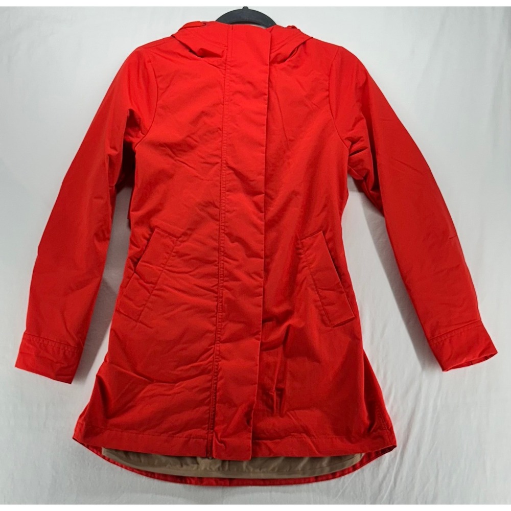 Athleta Forecast Rain Shell Jacket Orange Hooded Rain Jacket Cinched Back XXS